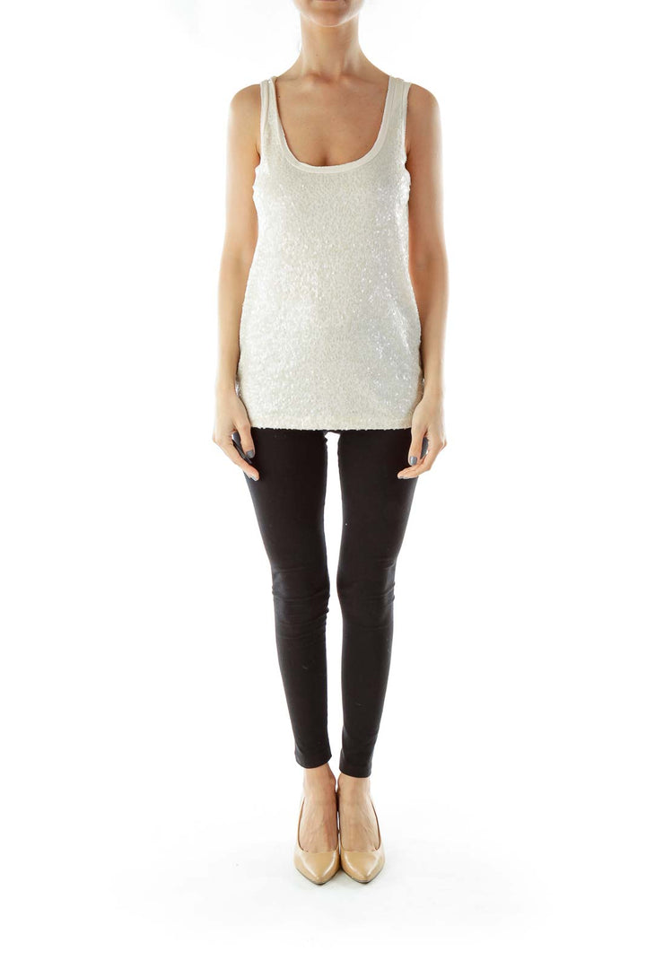 Cream Sequined Tank