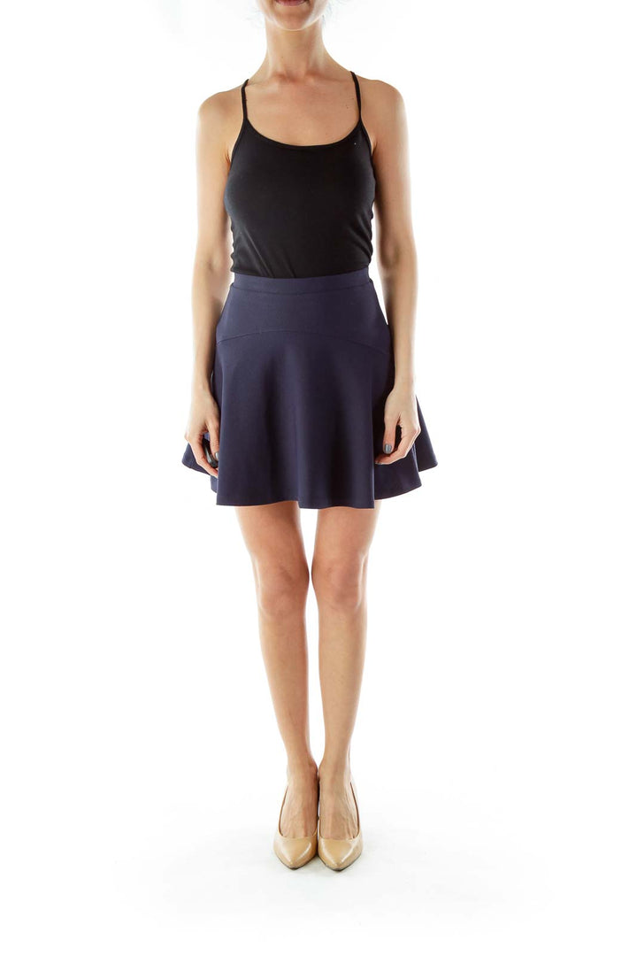 Black Flared Skirt with Hole Details