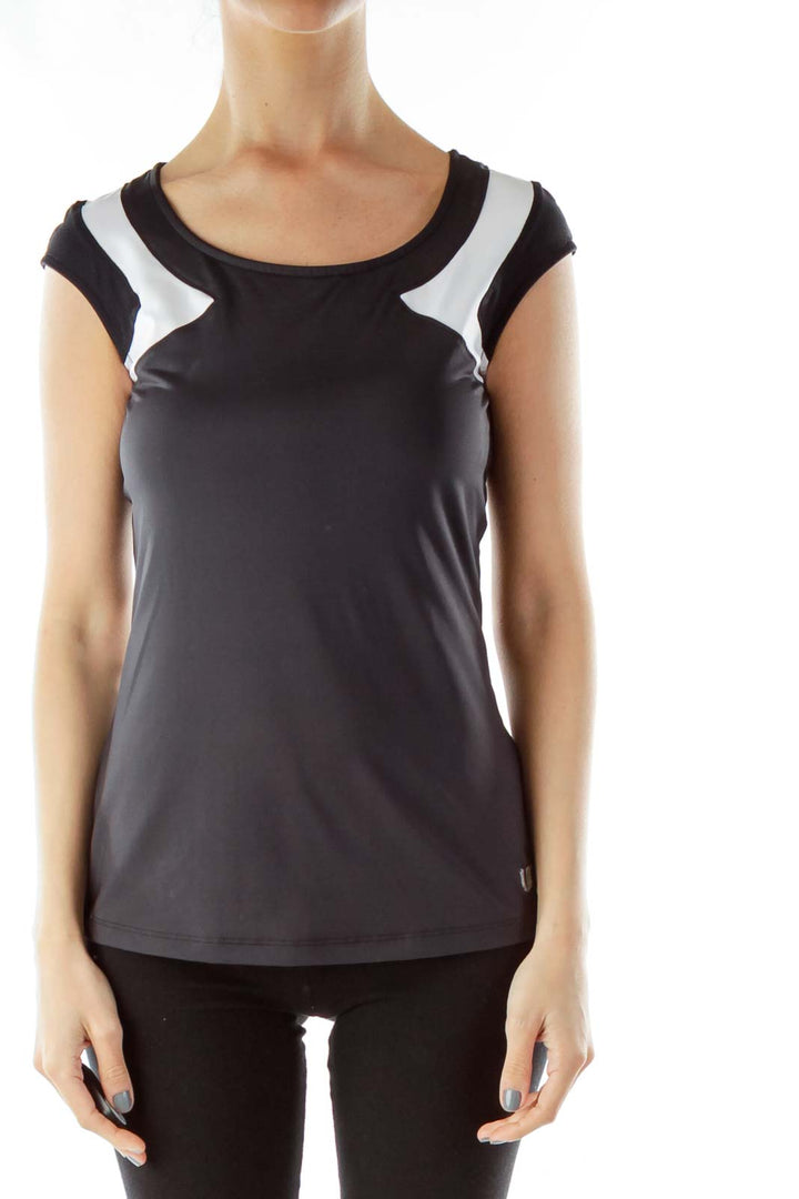 Black White Color Block Sports Top