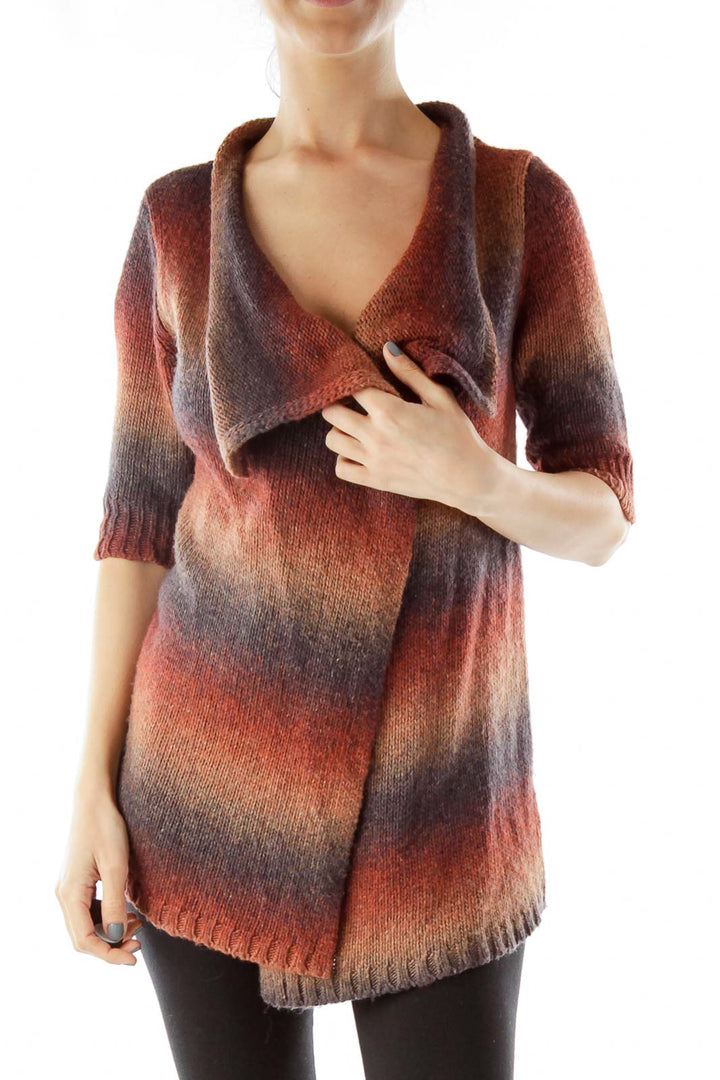 Multicolor Ombre Open Cardigan with Short Sleeves