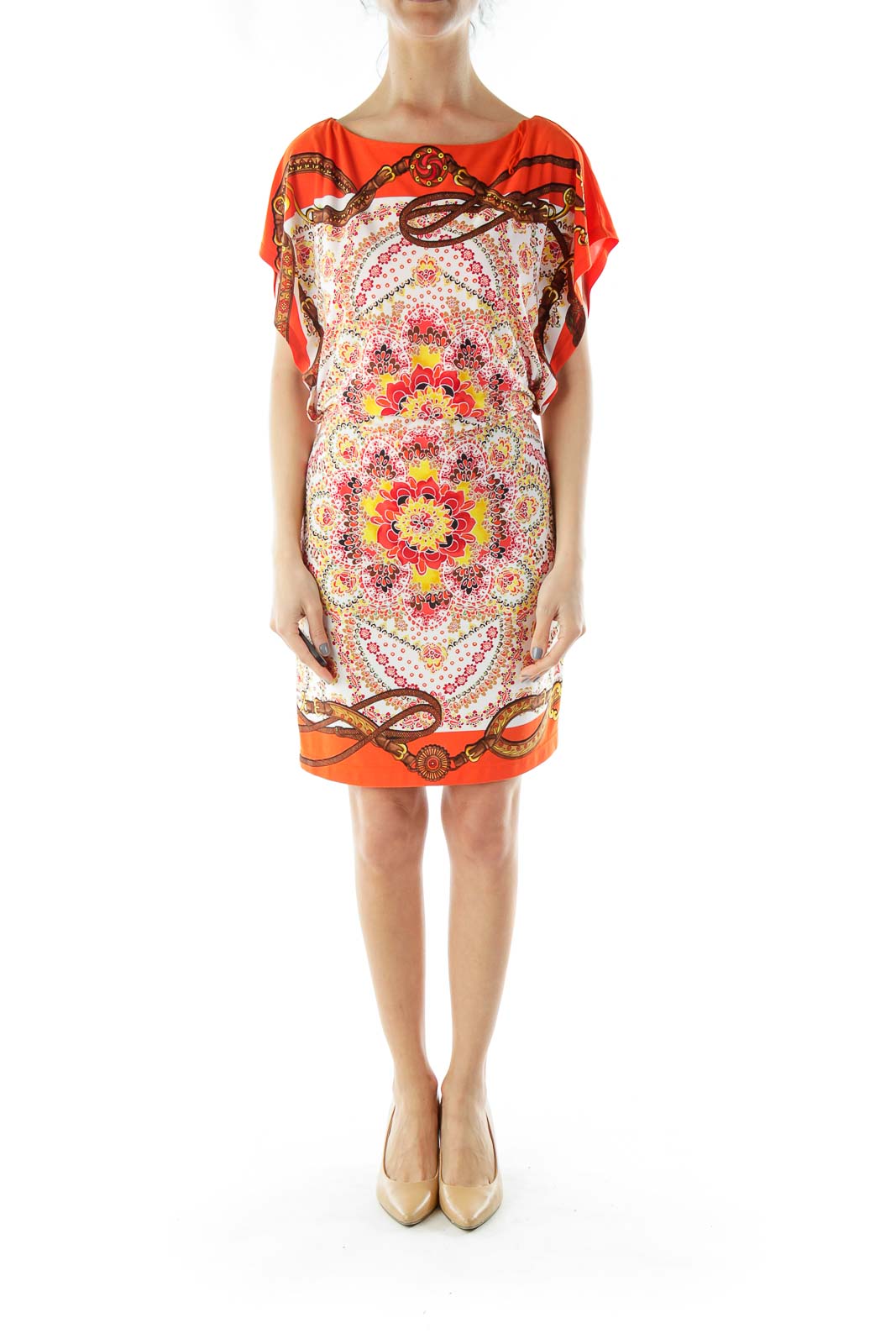 Orange Flower Print Dress