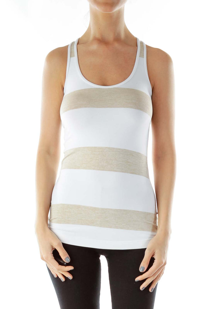 White Brown Yoga Tank Top