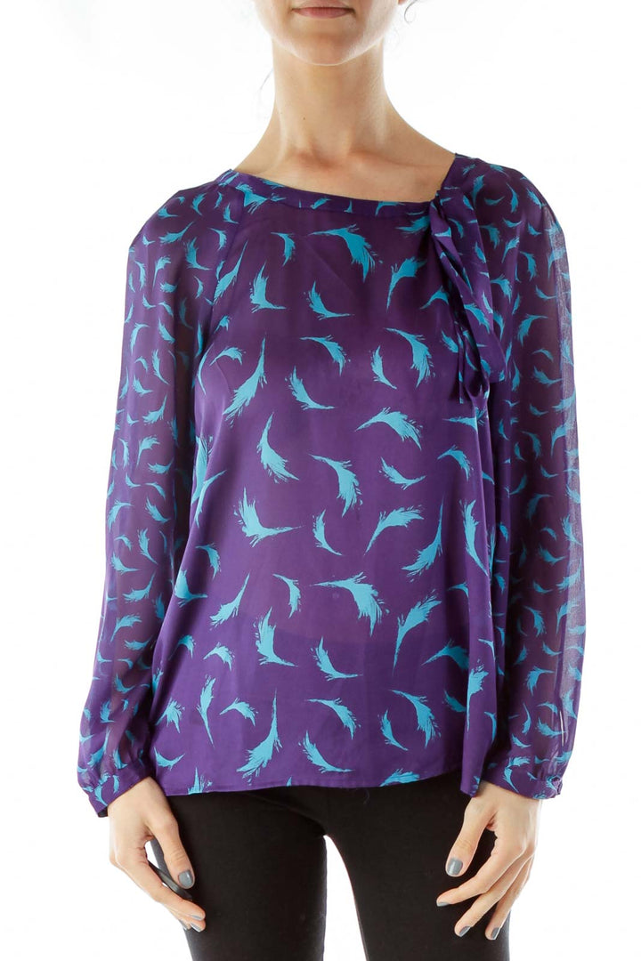 Purple Blue Printed Blouse