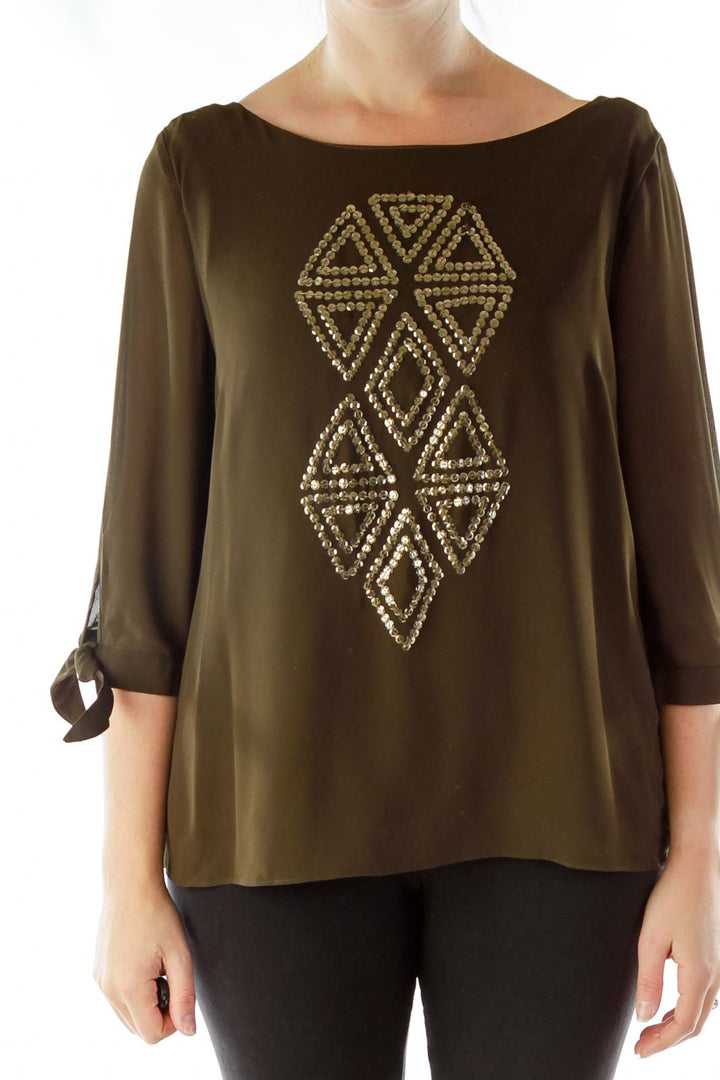 Brown Sequined Blouse