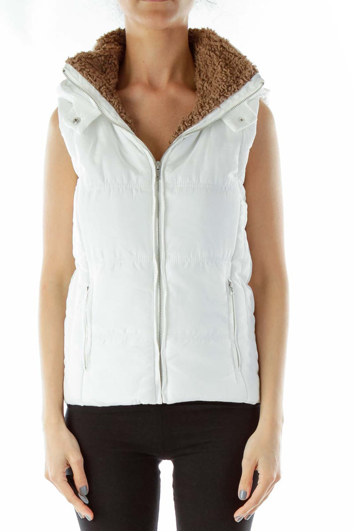 White Vest with Brown Faux-Fur