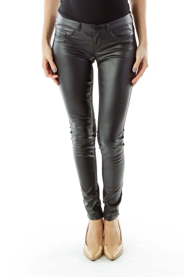 Black Faux-Leather Skinny Pants