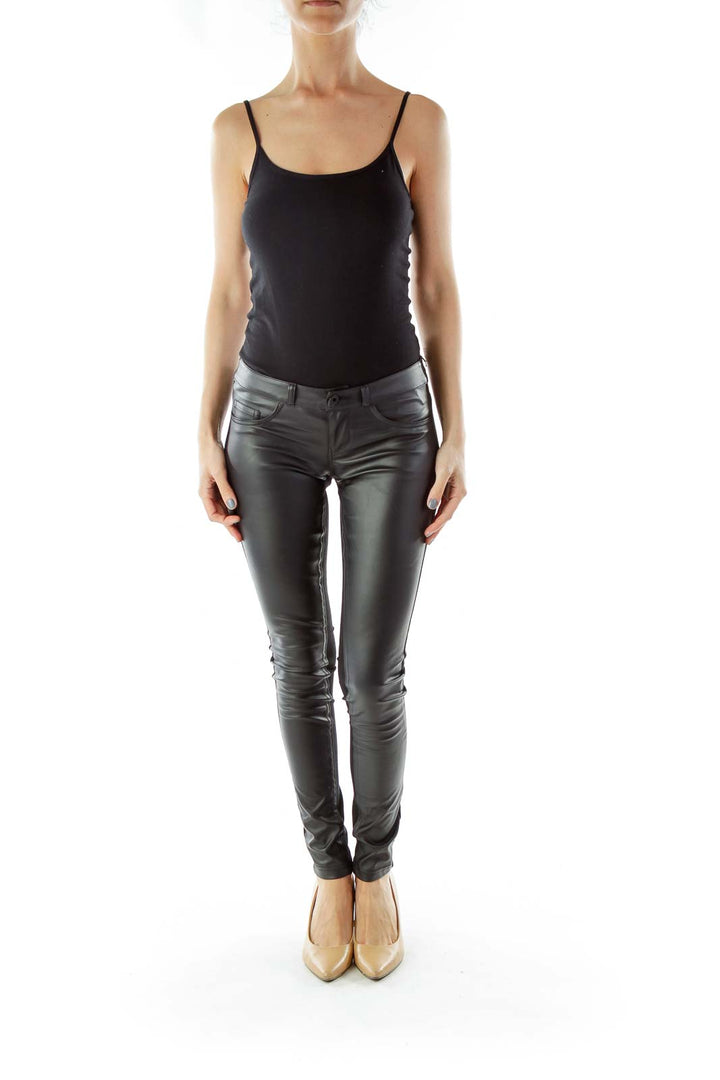 Black Faux-Leather Skinny Pants