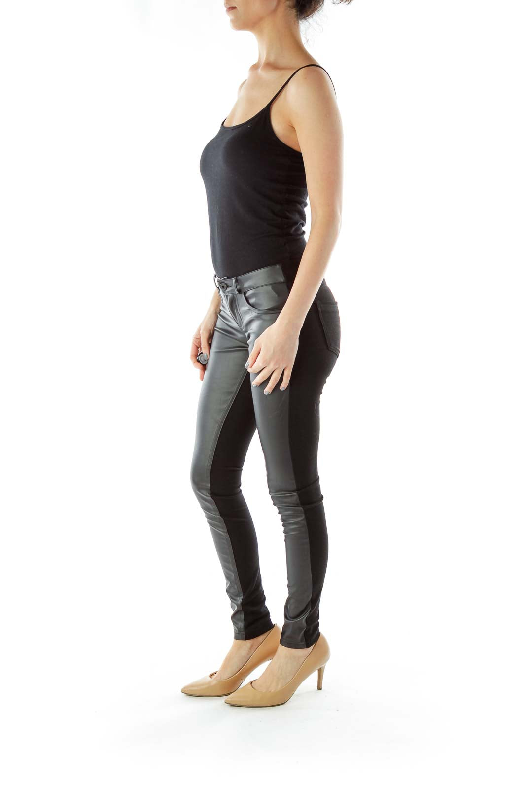 Black Faux-Leather Skinny Pants