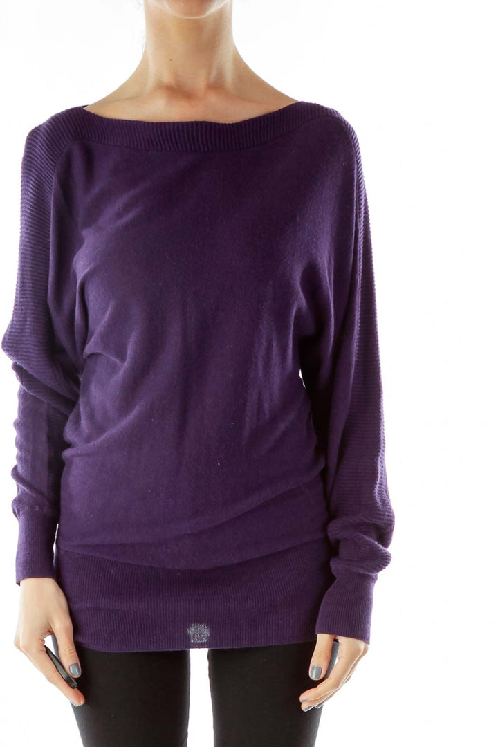 Purple Boat Neck Knit