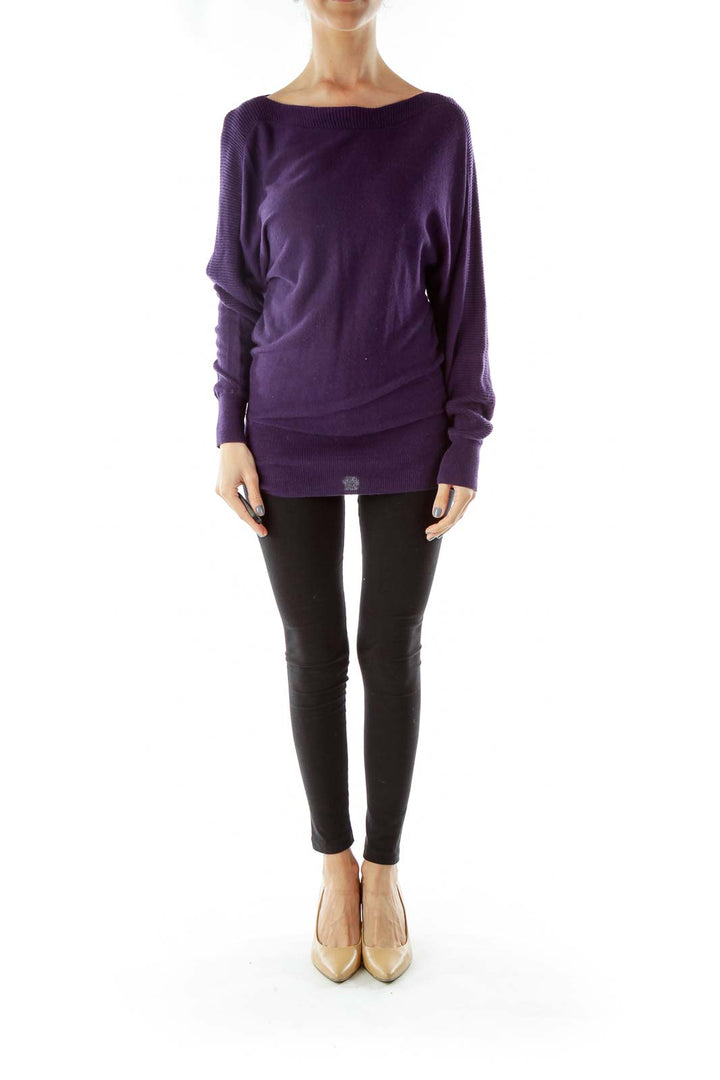 Purple Boat Neck Knit