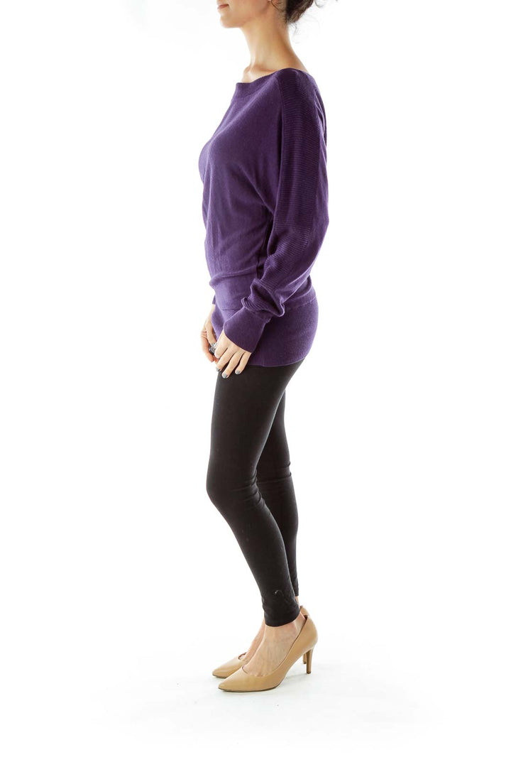 Purple Boat Neck Knit