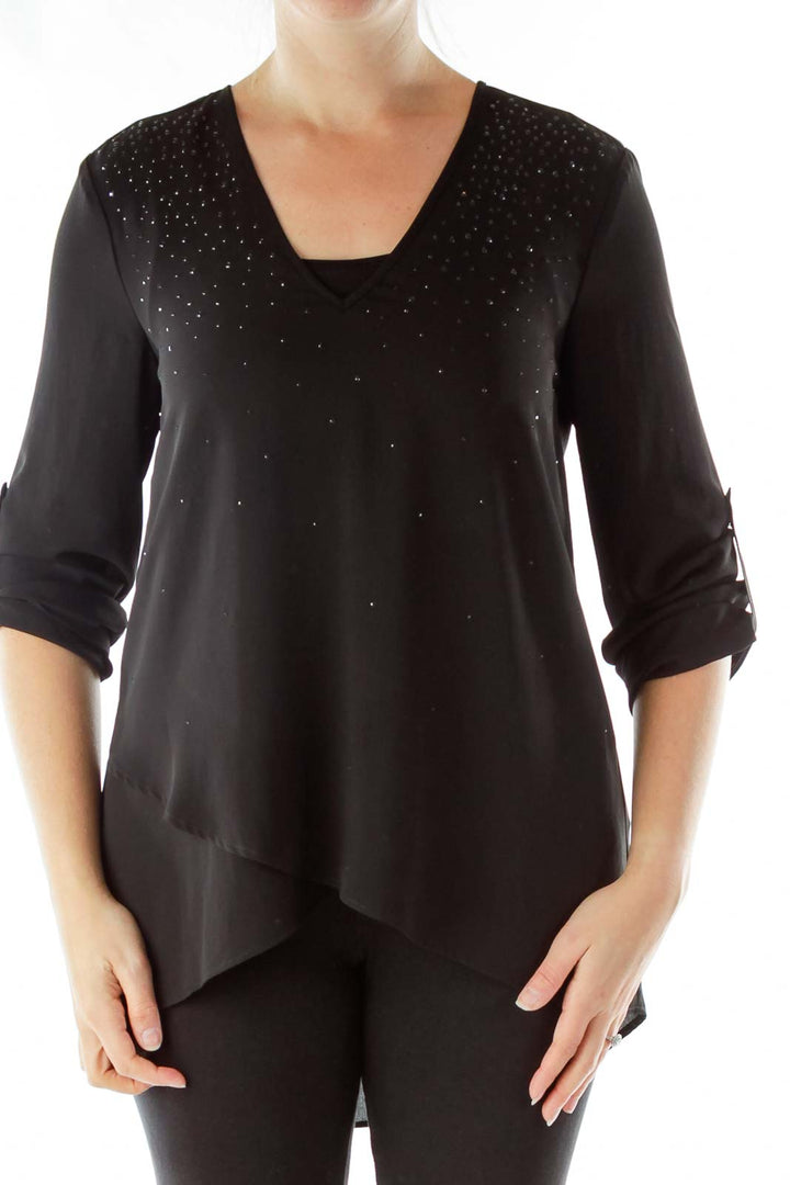 Black Rhinestone Blouse