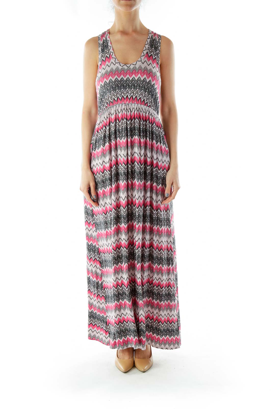 Pink Black ZigZag Maxi Dress