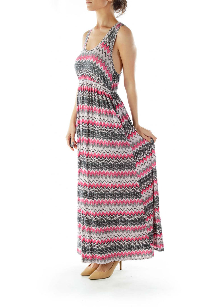 Pink Black ZigZag Maxi Dress