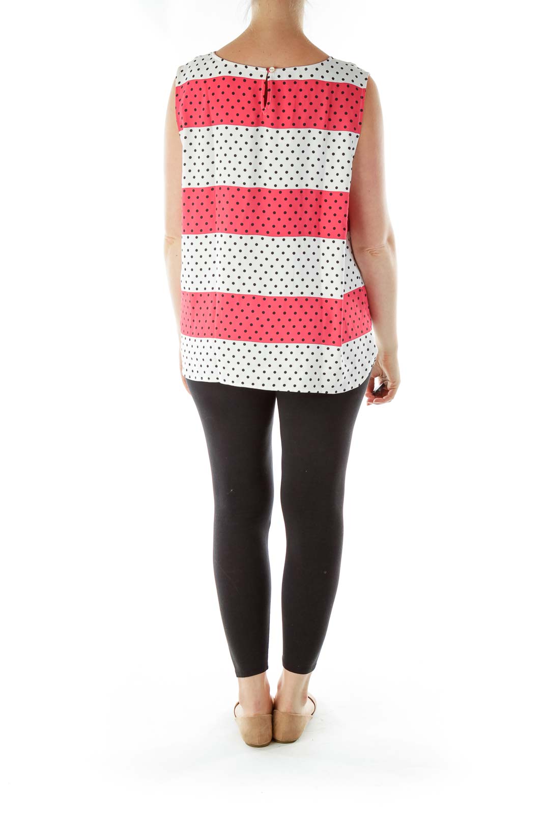 Pink White Polka Dot Sleeveless Blouse