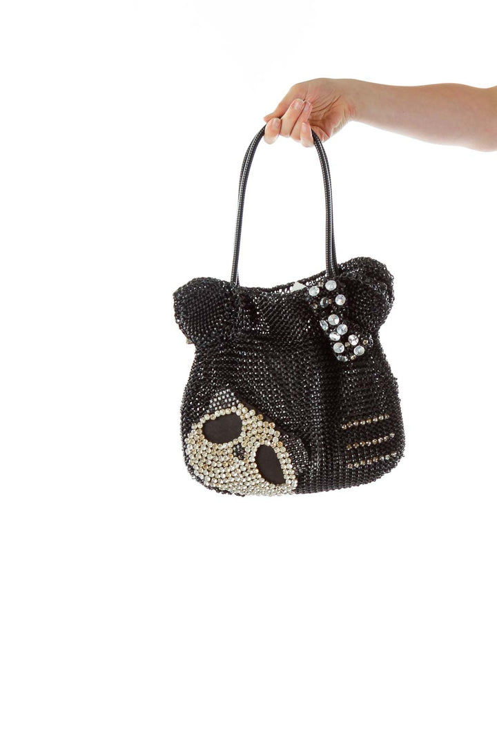 Black Rhinestone Skull Shoulder Bag