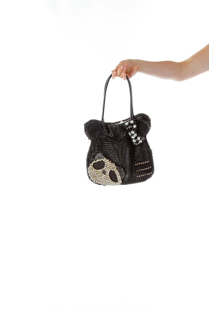 Black Rhinestone Skull Shoulder Bag