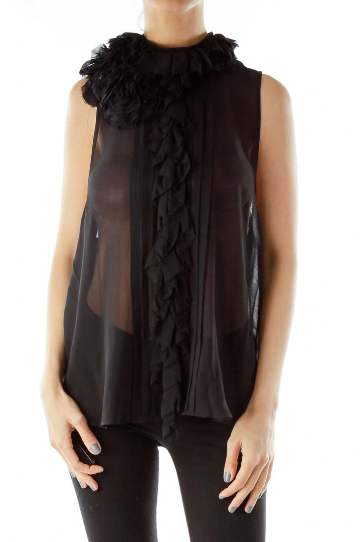 Black Sheer Sleeveless Blouse