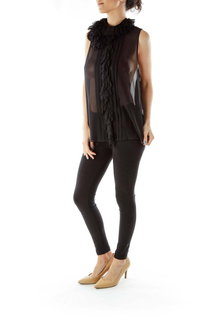 Black Sheer Sleeveless Blouse