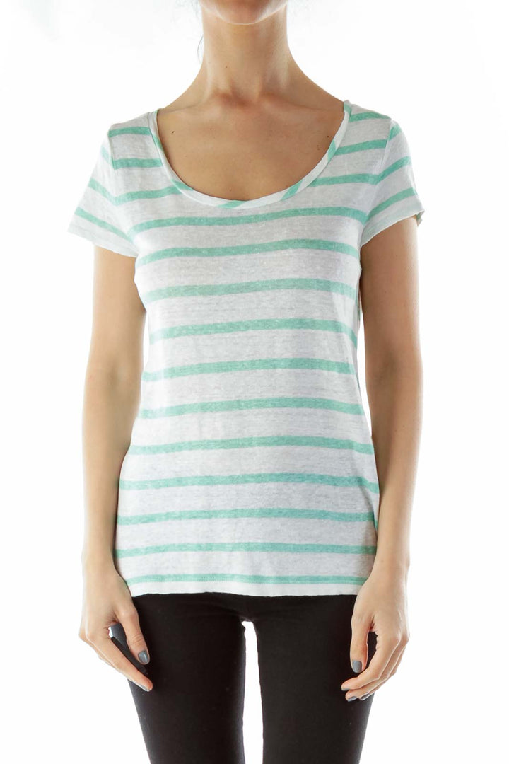 Green White Striped T-Shirt