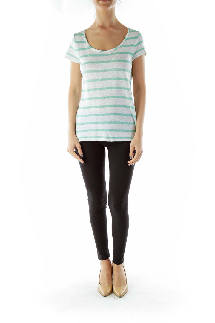 Green White Striped T-Shirt