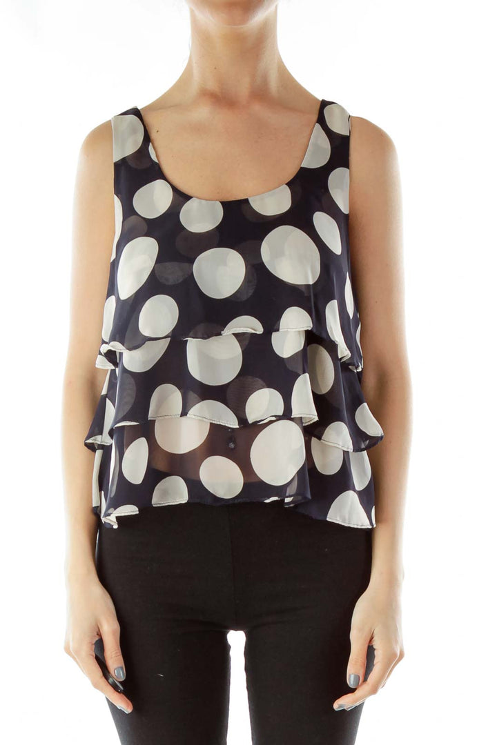 Navy Beige Polka-Dot Tank