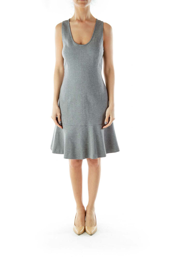 Gray A-Line Work Dress