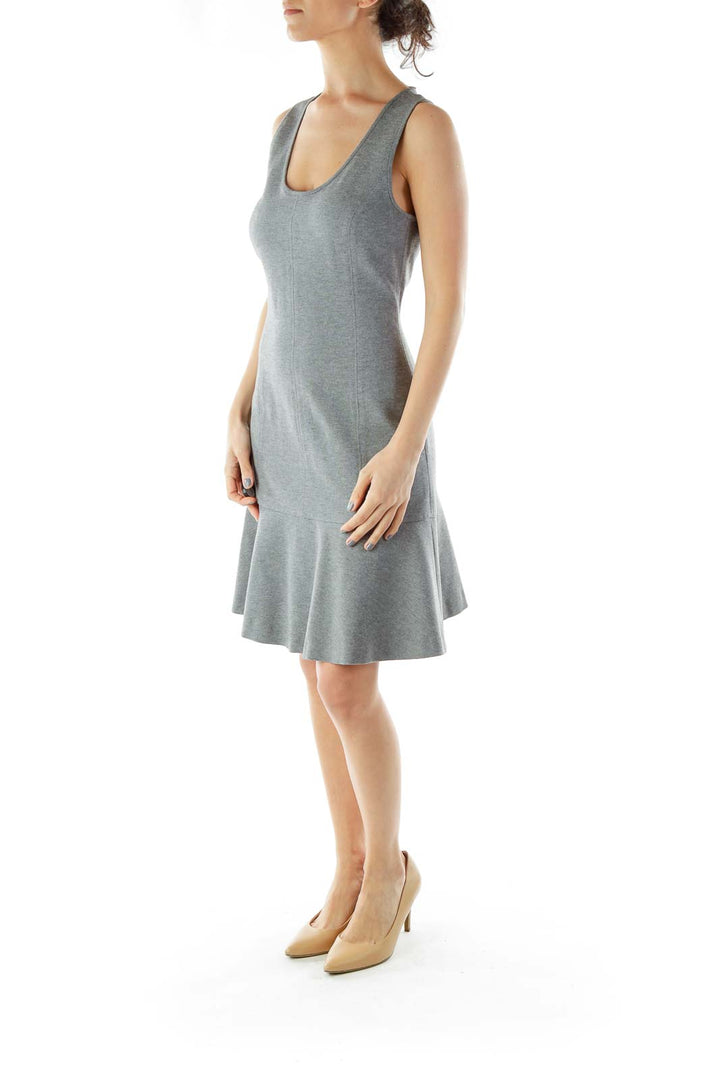 Gray A-Line Work Dress