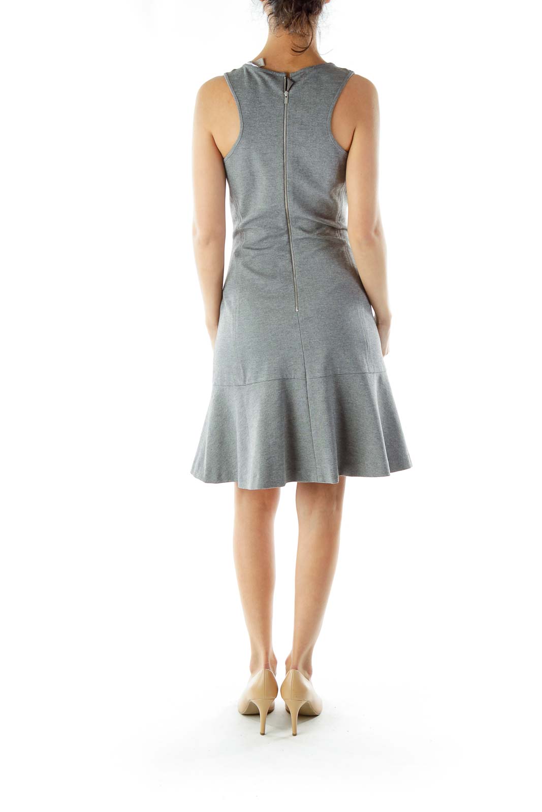 Gray A-Line Work Dress