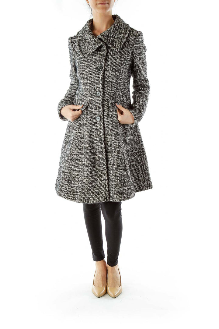 Black White Tweed Pea Coat