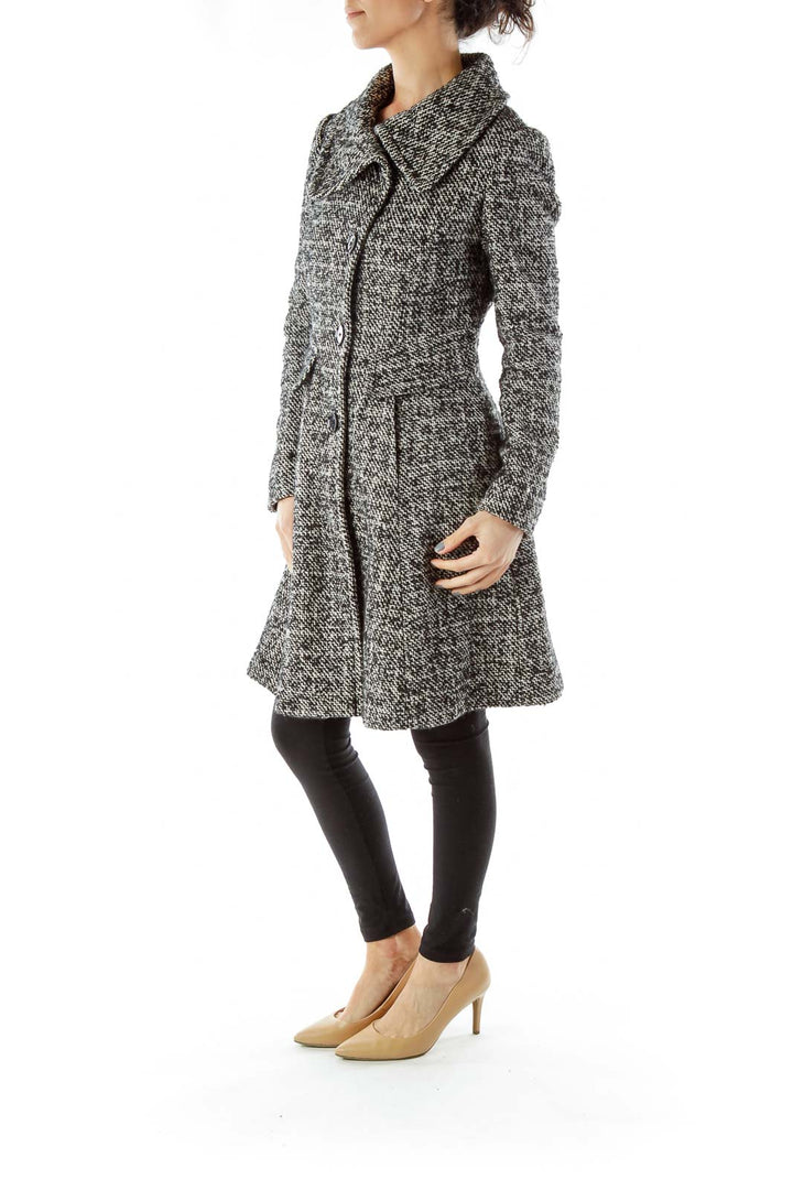 Black White Tweed Pea Coat