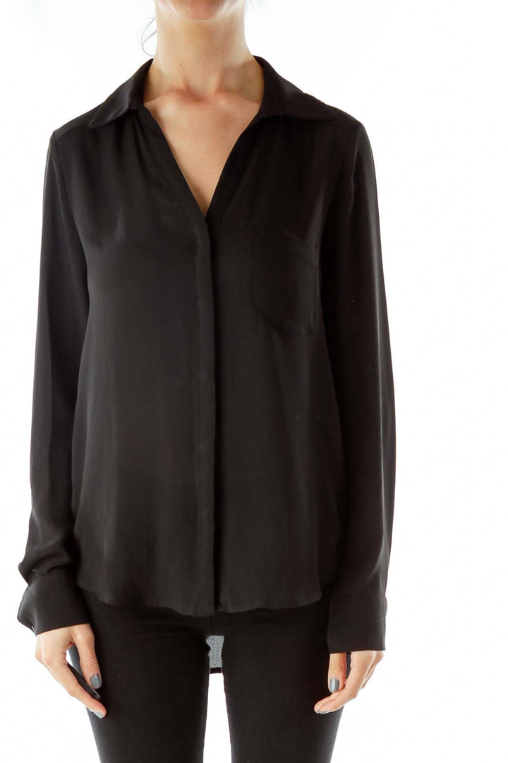 Black V-Neck Blouse