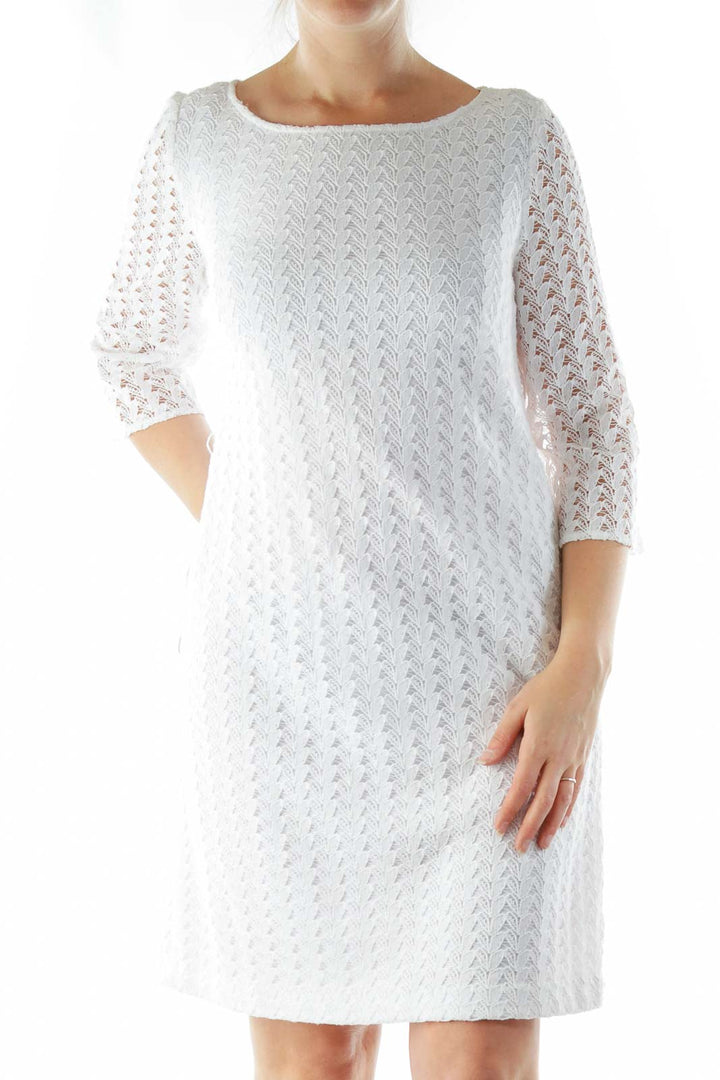 White Crocheted Shift Dress