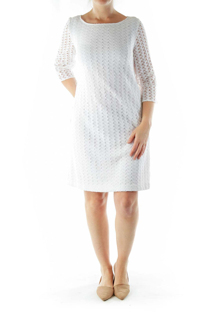 White Crocheted Shift Dress