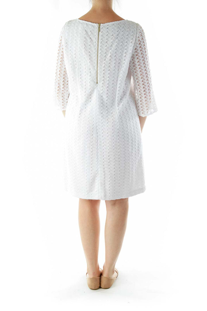 White Crocheted Shift Dress