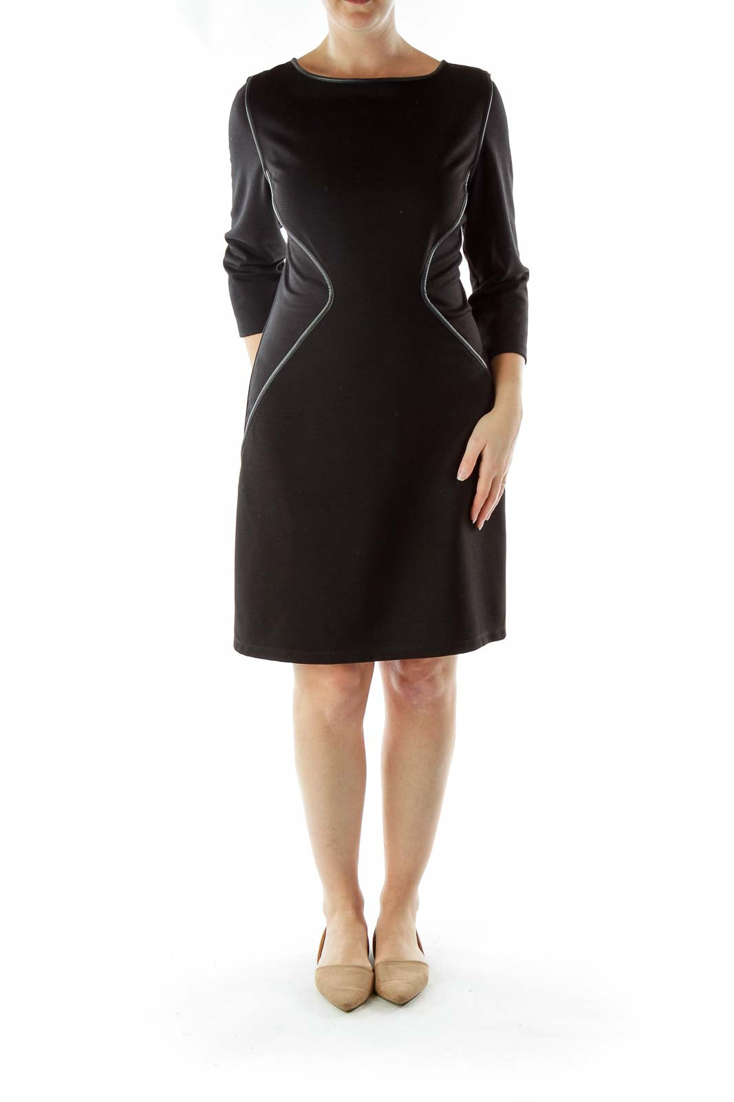 Black Textured Shift Dress