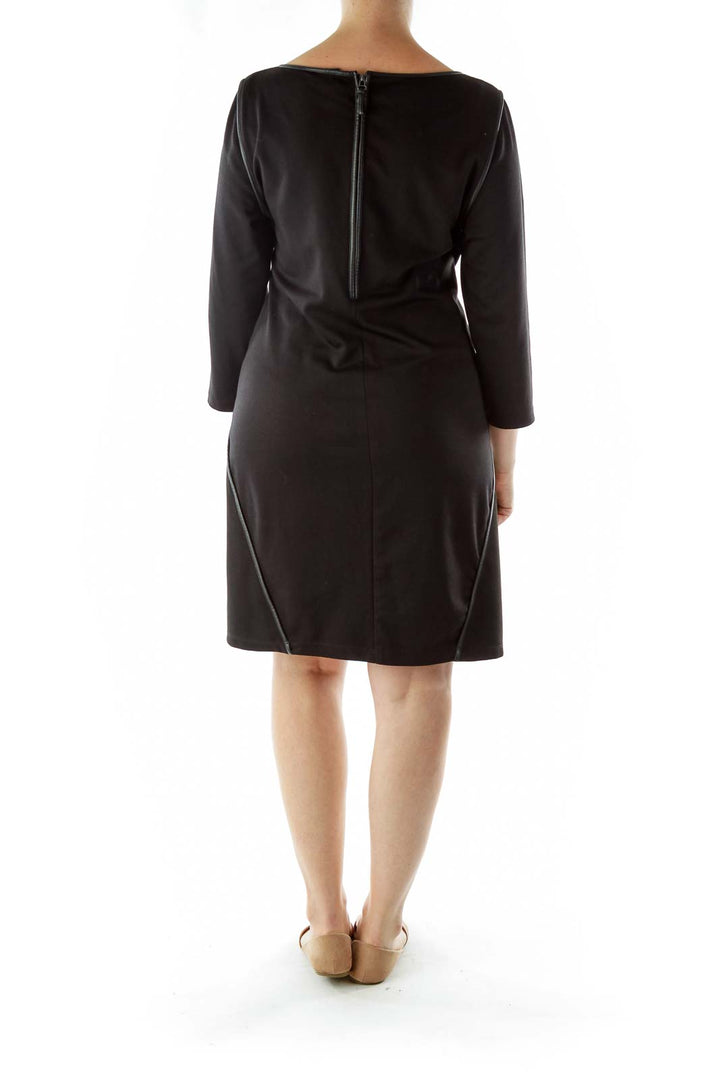 Black Textured Shift Dress