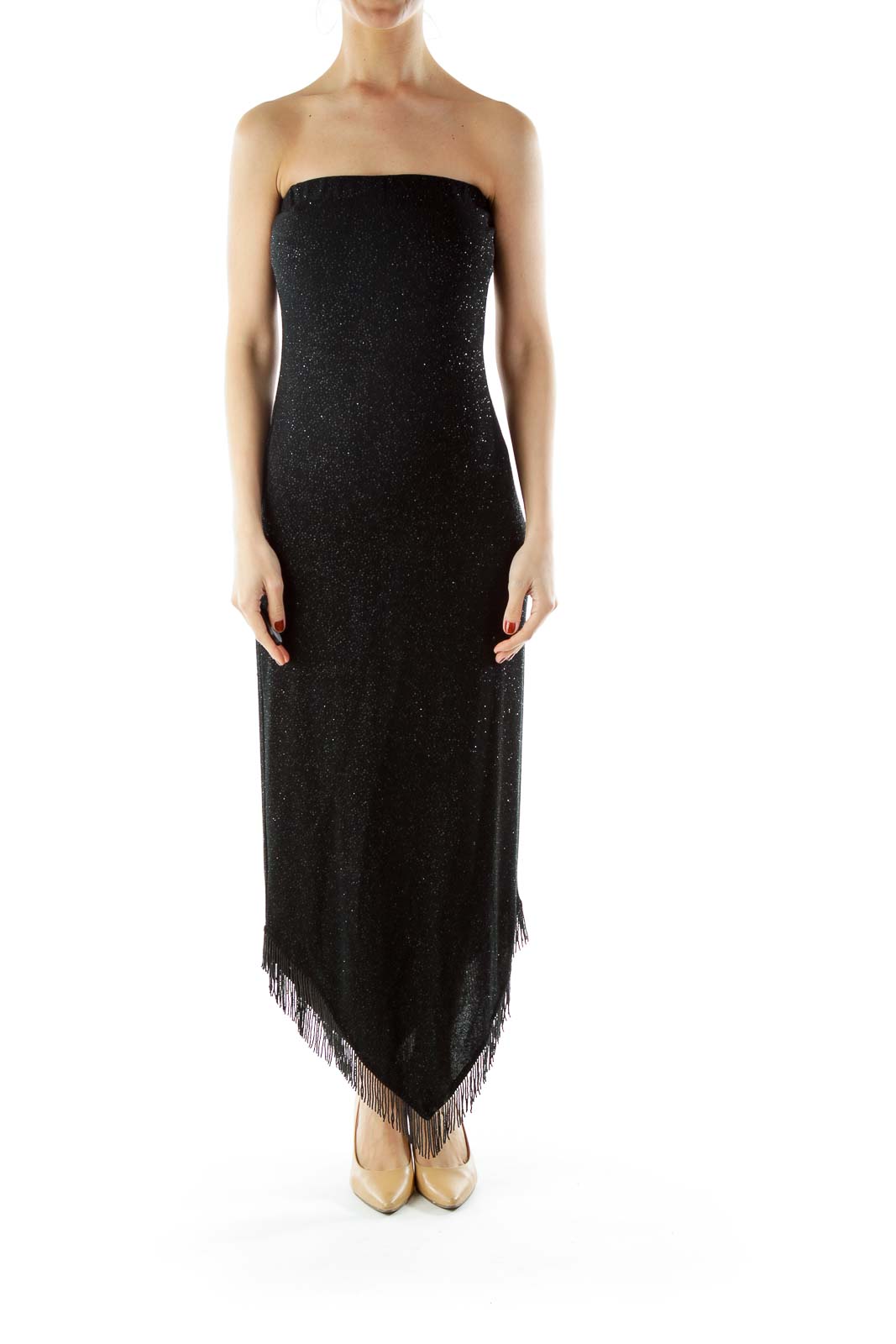 Black Dress with Beaded Fringe