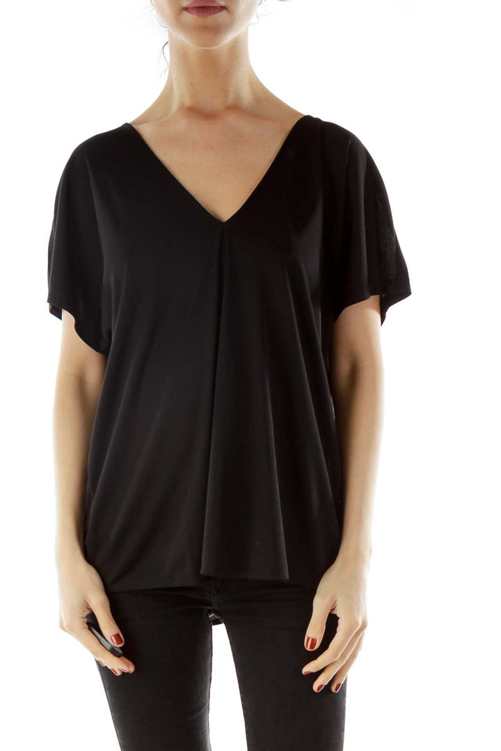 Black V-Neck Blouse