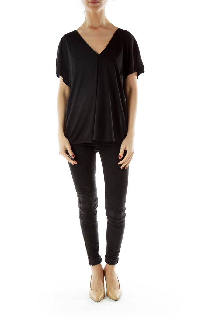 Black V-Neck Blouse