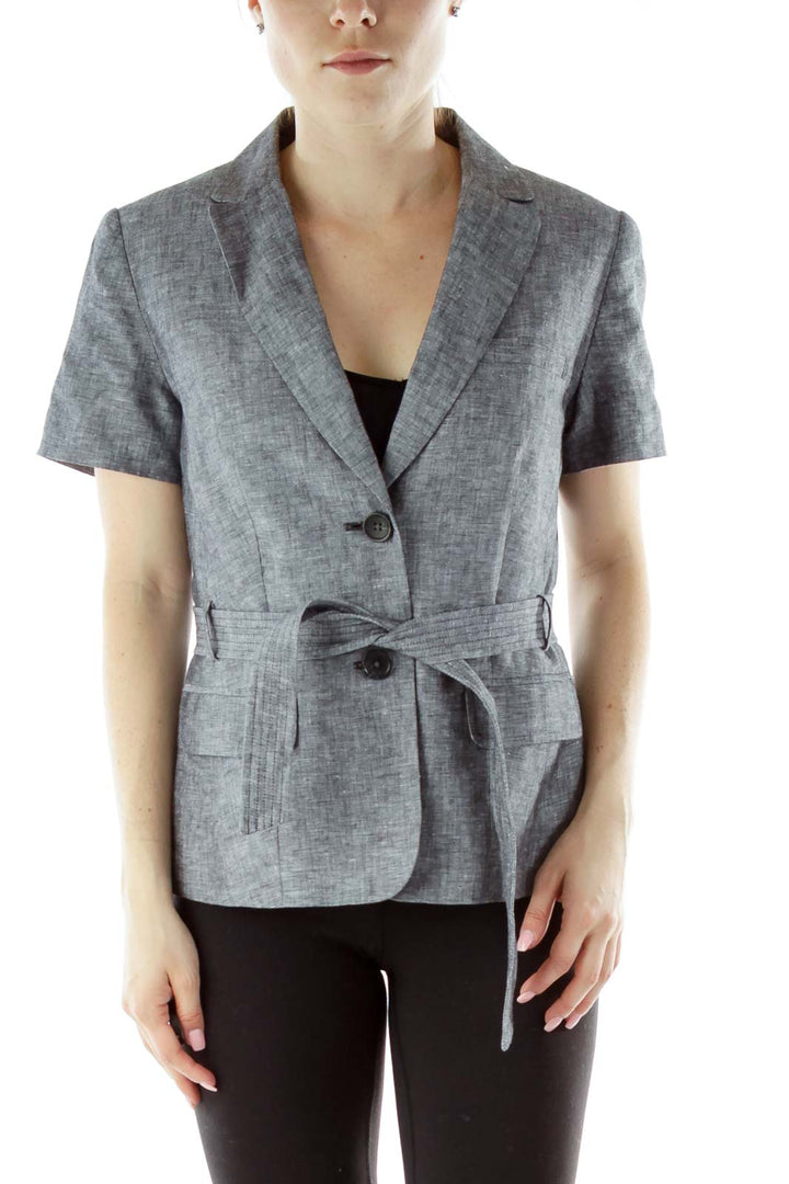 Gray Short Sleeve Blazer