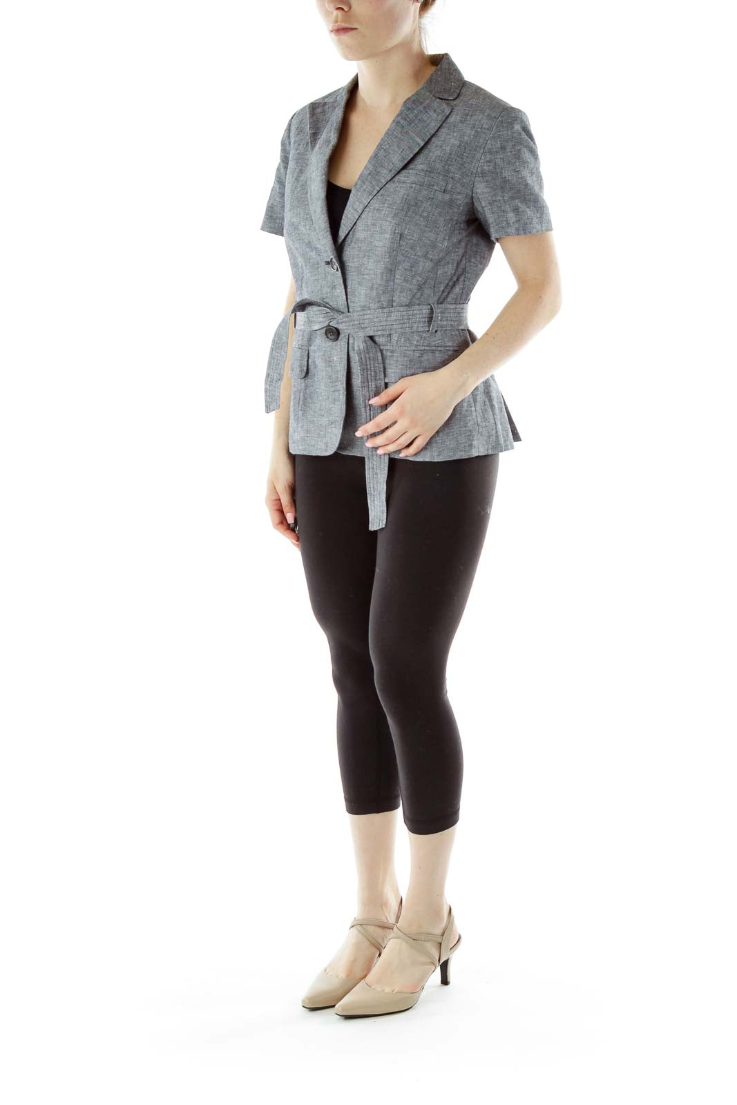 Gray Short Sleeve Blazer