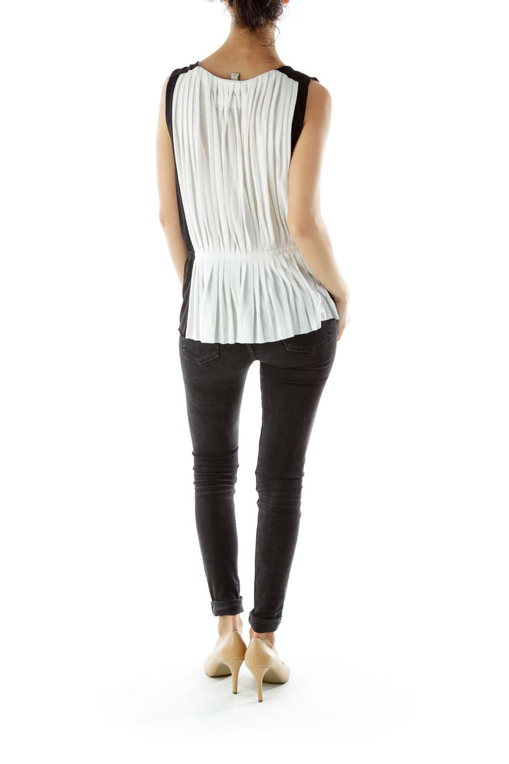 Black White Round Neck Flared Shirt