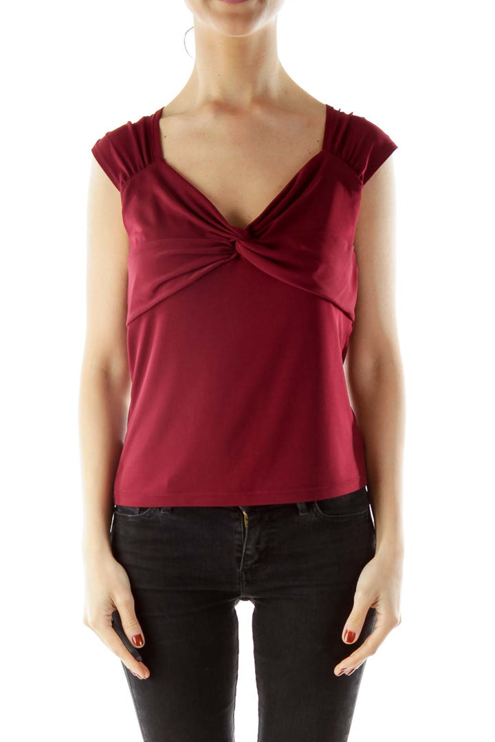 Maroon V-Neck Blouse