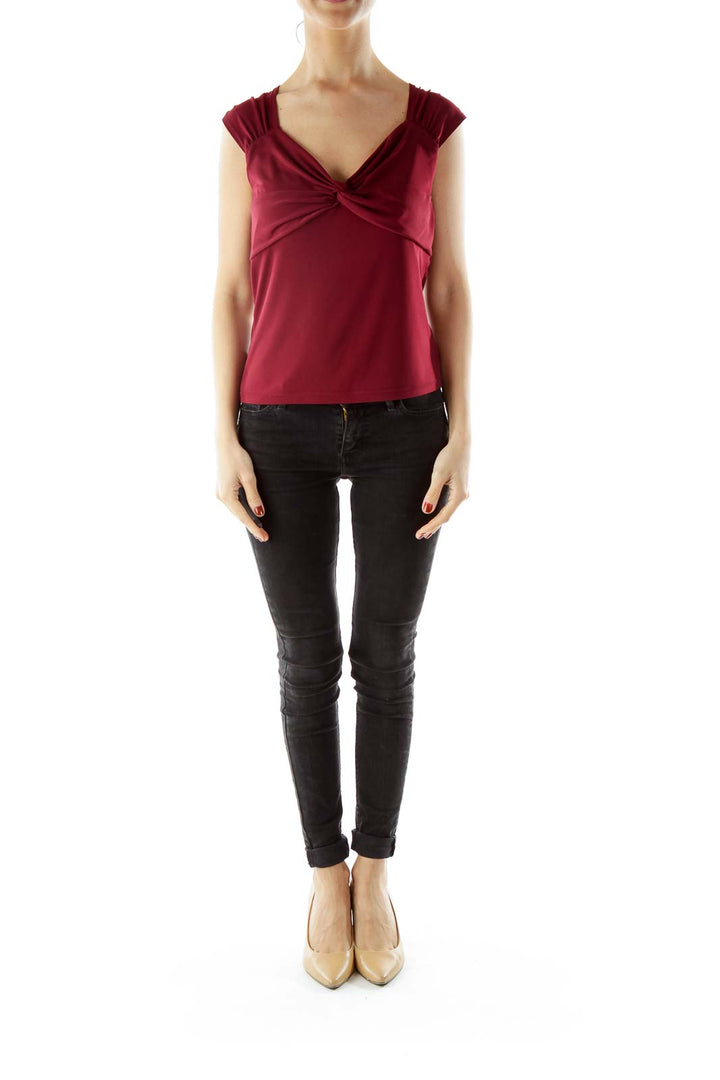 Maroon V-Neck Blouse