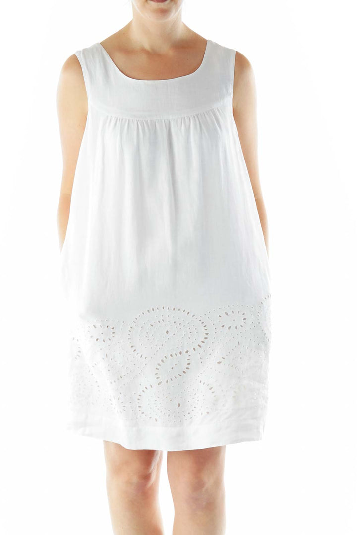 White Linen Eyelet Day Dress