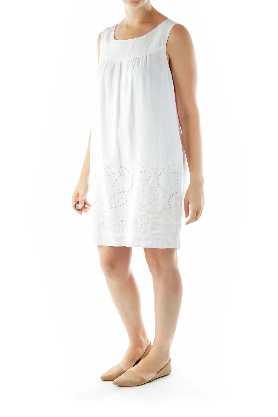 White Linen Eyelet Day Dress