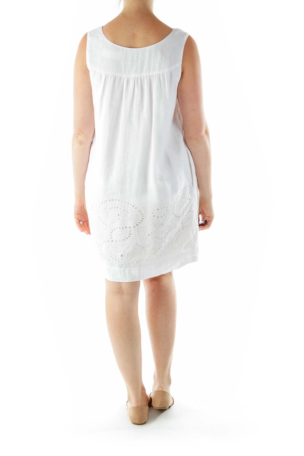 White Linen Eyelet Day Dress