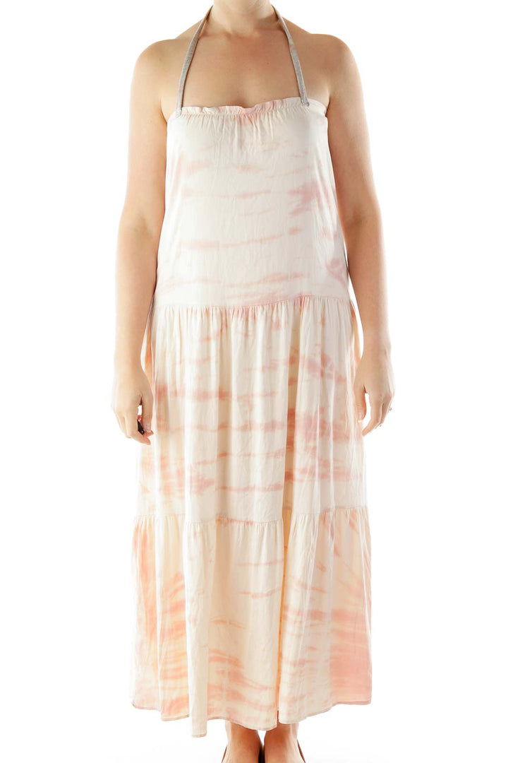 Pink White Tie Dye Maxi Dress