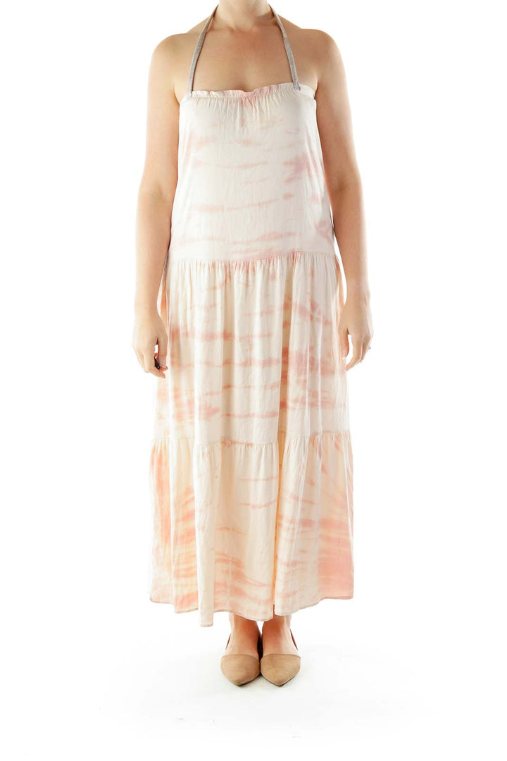 Pink White Tie Dye Maxi Dress